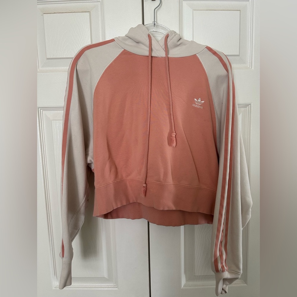Adidas Women's Coral and Cream Hoodie